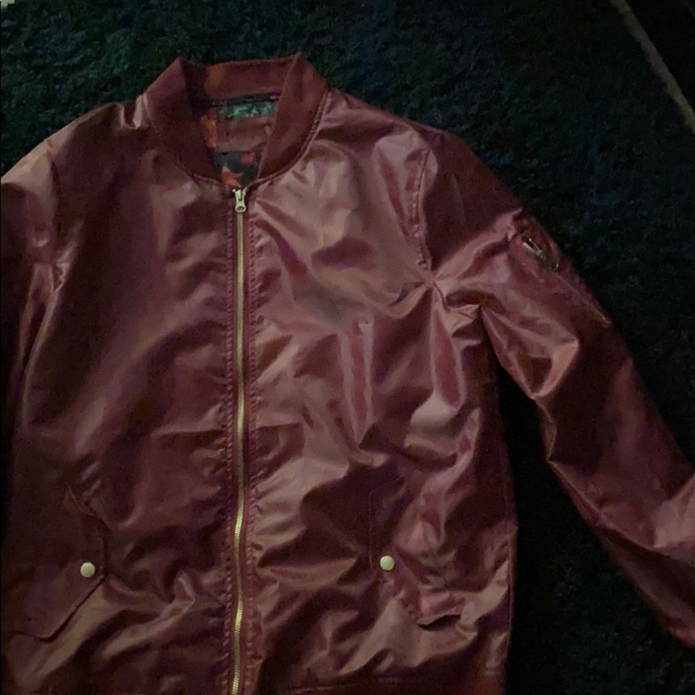 Maroon bomber jacket